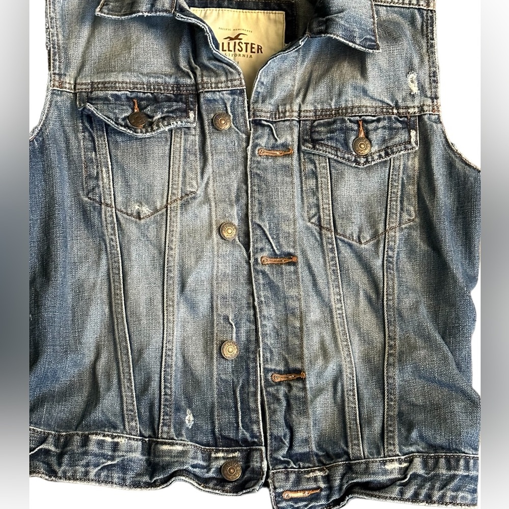 Hollister Light Blue Denim Vest - Picture 3 of 7